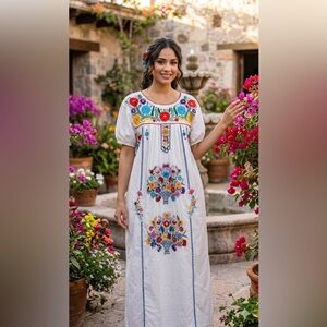 Embroidered White Floral Maxi Dress
From Mexico